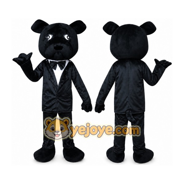 Adult Black Suit Dog Mascot Costume