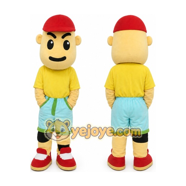 Adult Cartoon Boy Mascot Costume with Red Hat