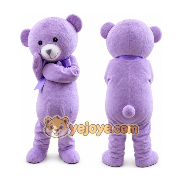 Adult Cartoon Purple Bear Mascot Costume