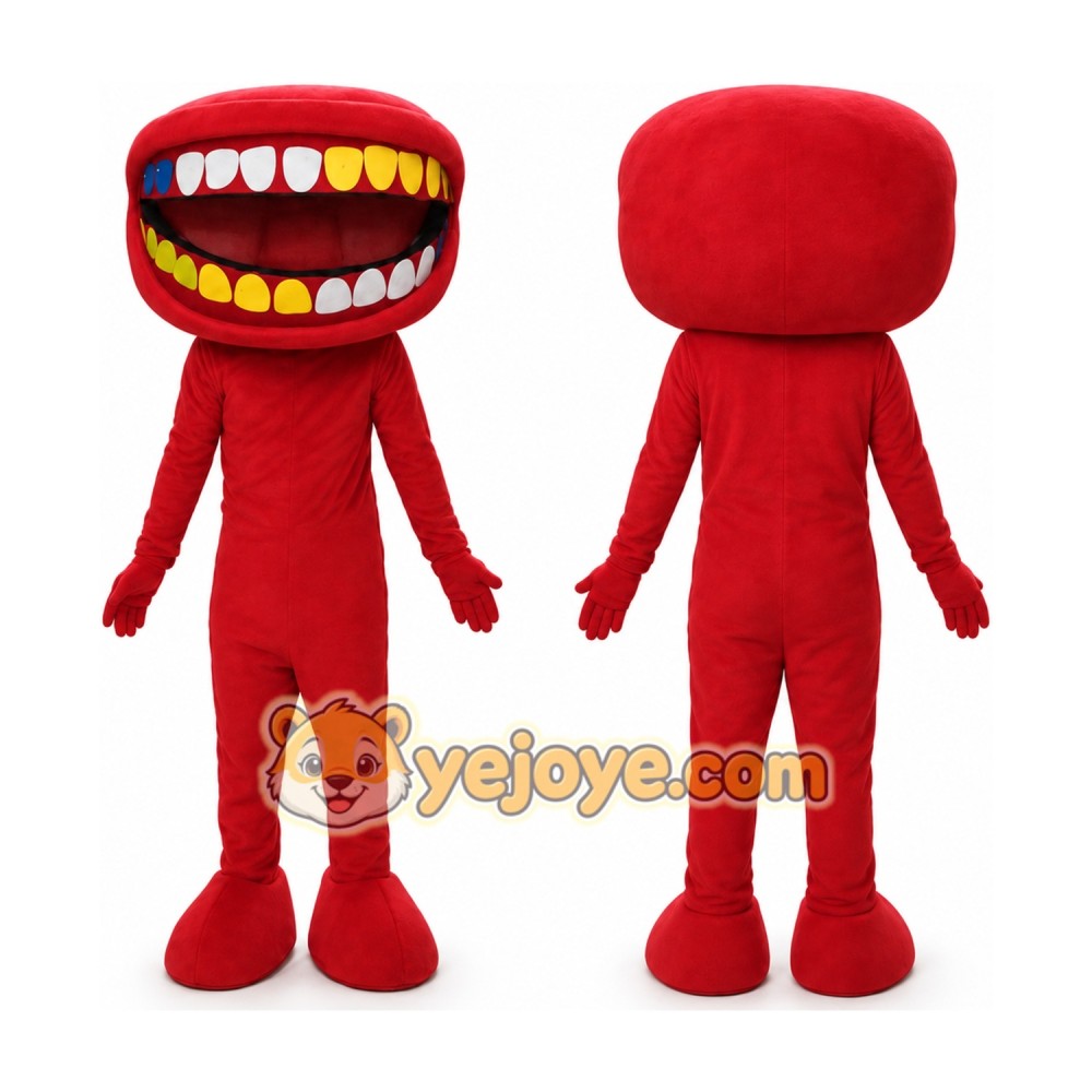 Adult Cartoon Red Big Mouth Doll Mascot Costume