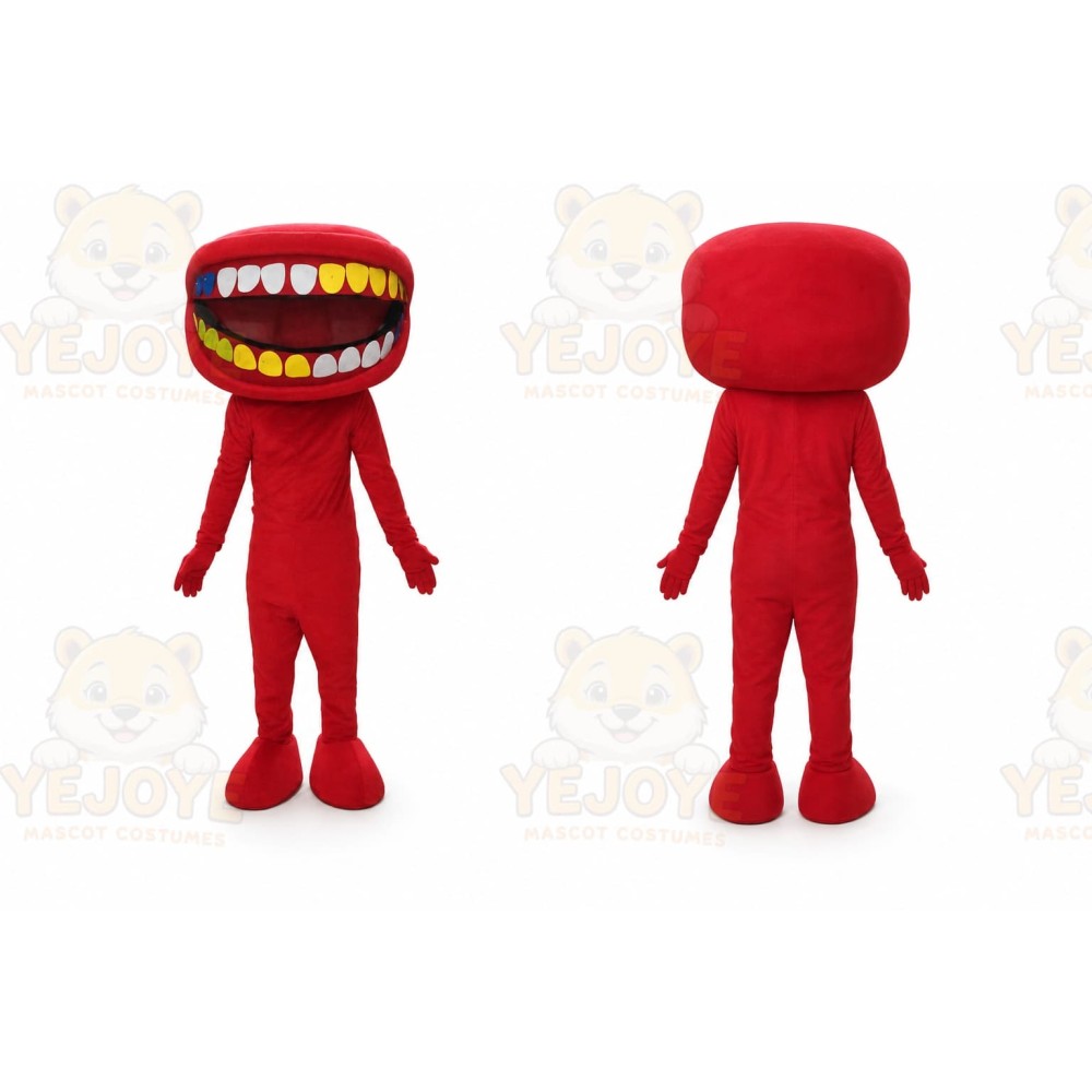 Adult Cartoon Red Big Mouth Doll Mascot Costume