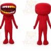 Adult Cartoon Red Big Mouth Doll Mascot Costume