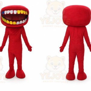 Adult Cartoon Red Big Mouth Doll Mascot Costume