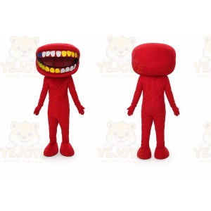Adult Cartoon Red Big Mouth Doll Mascot Costume