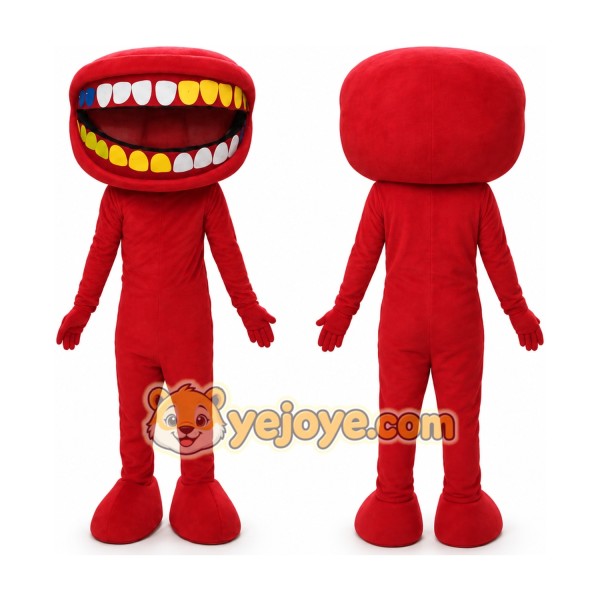 Adult Cartoon Red Big Mouth Doll Mascot Costume