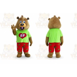 Adult Green Coat Bear Mascot Costume