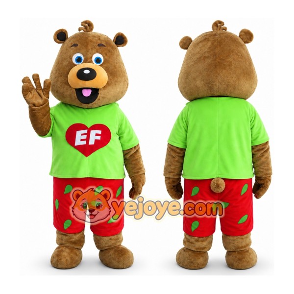Adult Green Coat Bear Mascot Costume
