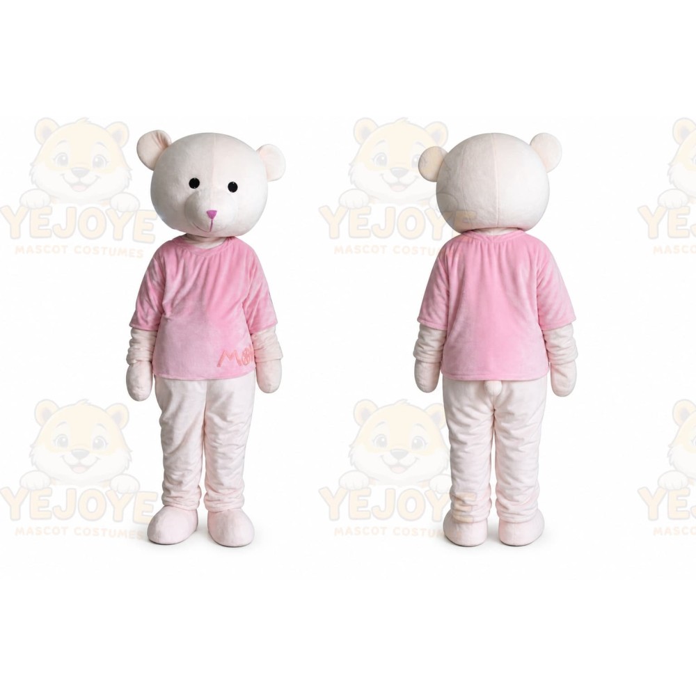 Adult Pink Coat Bear Mascot Costume