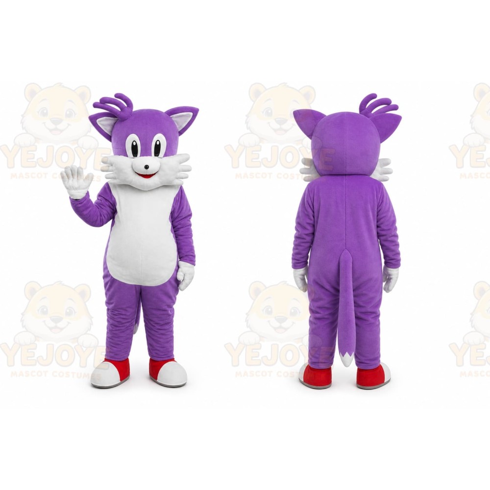 Adult Purple Cat Mascot Costume