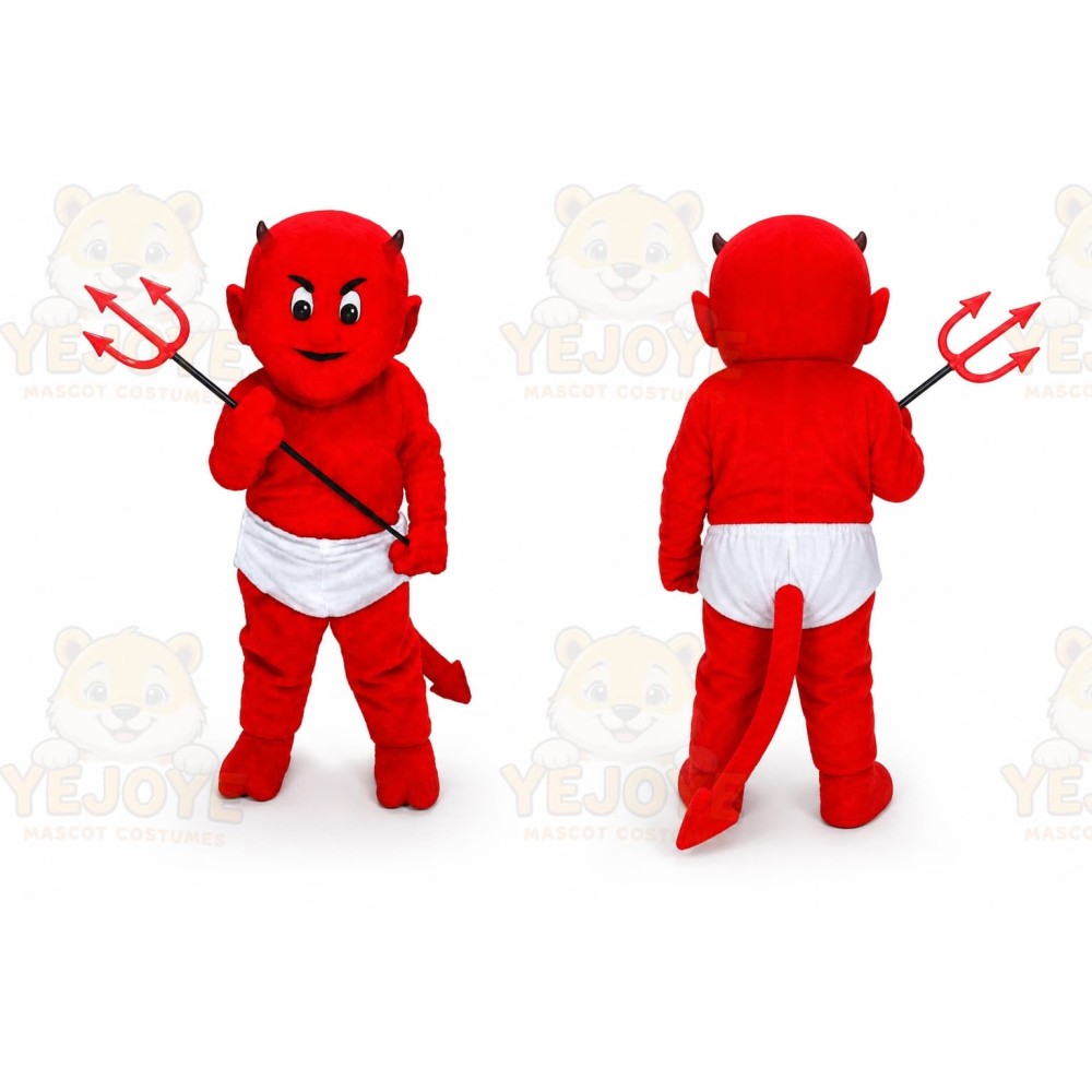 Adult Red Boy With Fork Mascot Costume