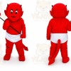 Adult Red Boy With Fork Mascot Costume