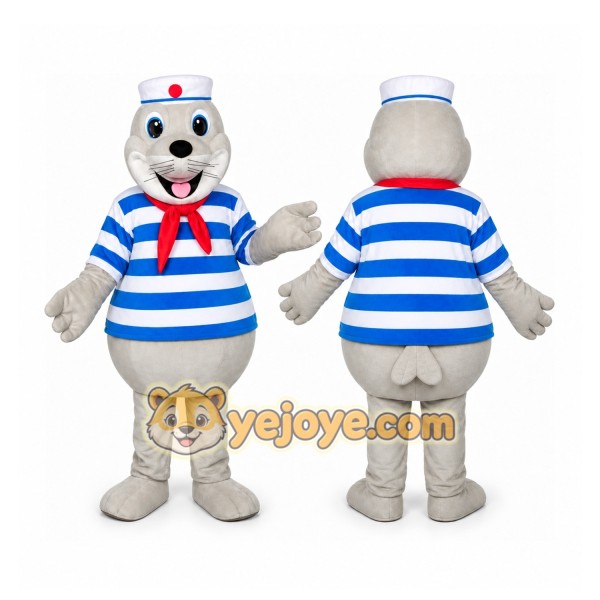 Gray Sailor Seal Mascot Costume