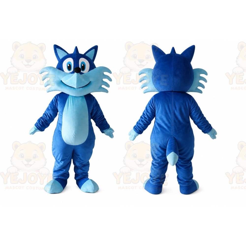 Funny Blue Fox Mascot Costume