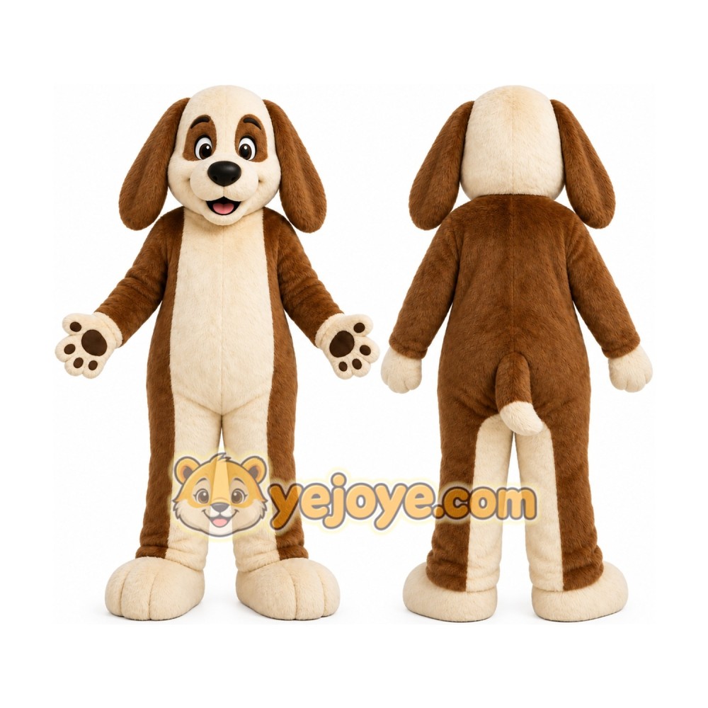 Brown and White Dog Mascot Costume