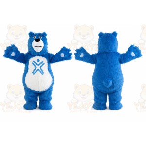 Furry Blue Bear Mascot Costume