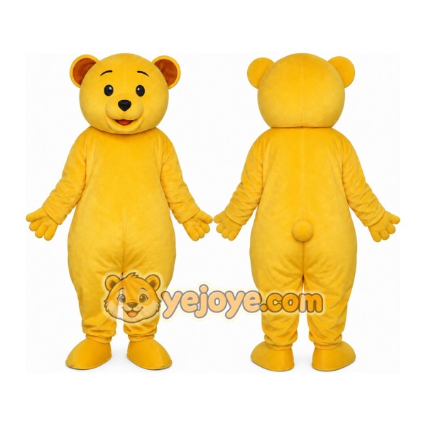 Golden Yellow Teddy Bear Mascot Costume Adult Cartoon