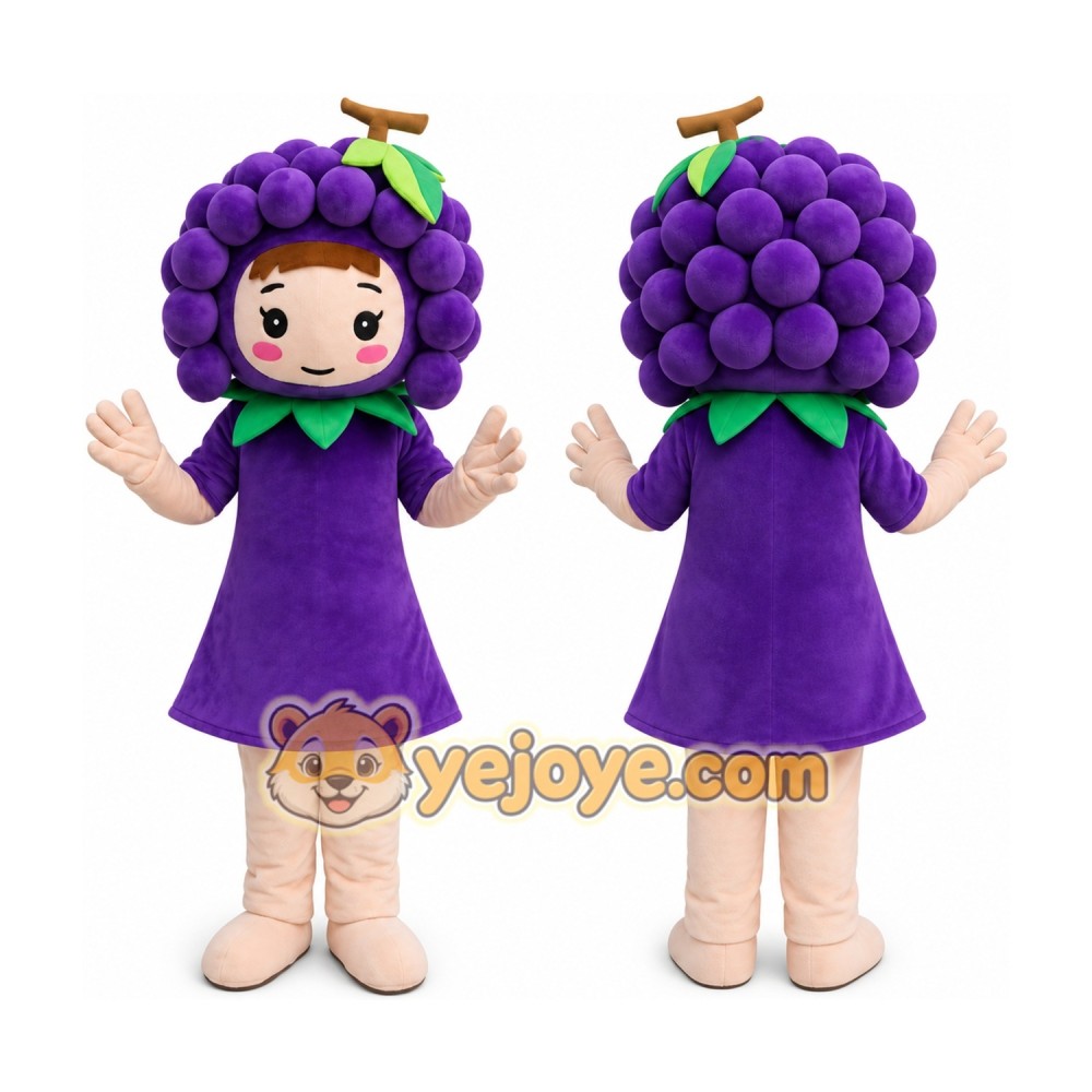 Grape Girl Mascot Costume Fruit Cartoon Character Costume