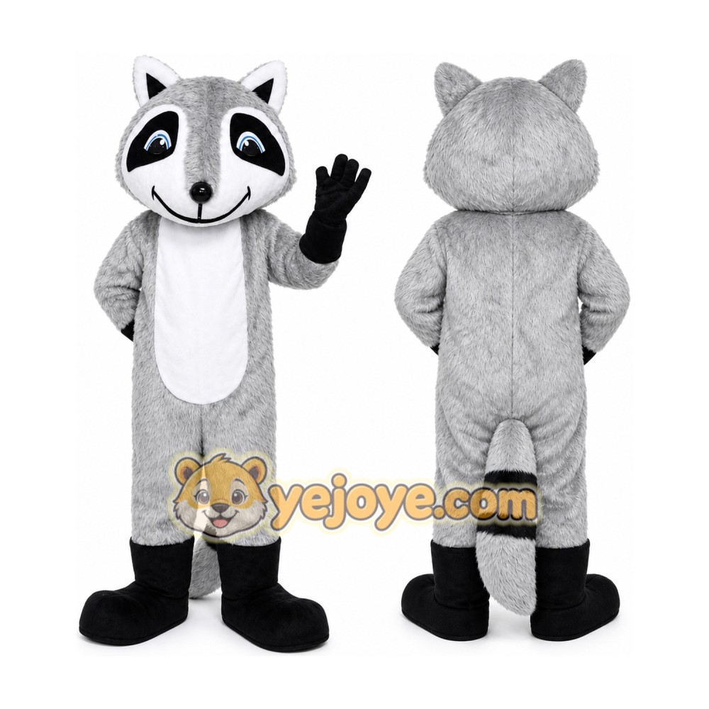 Gray Raccoon Mascot Costume Cartoon Character Outfit Suit