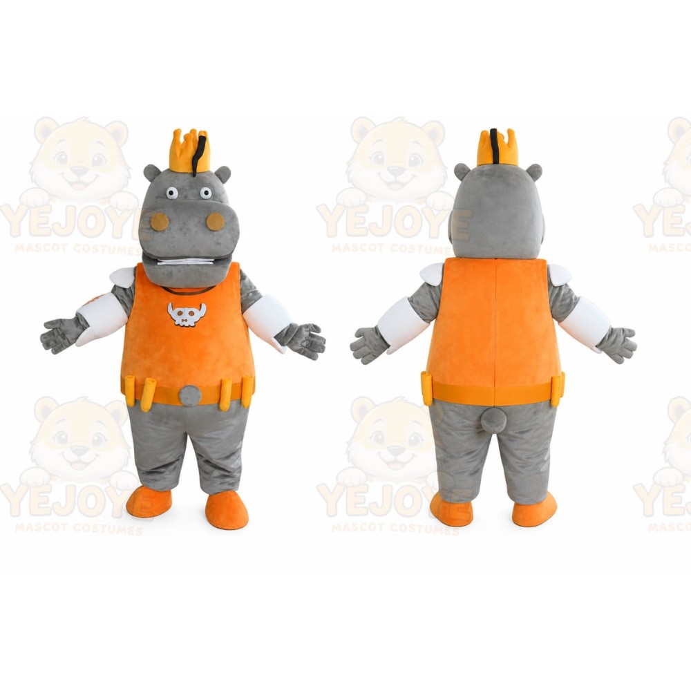 Gray Hippopotamus Mascot Costume for Adults