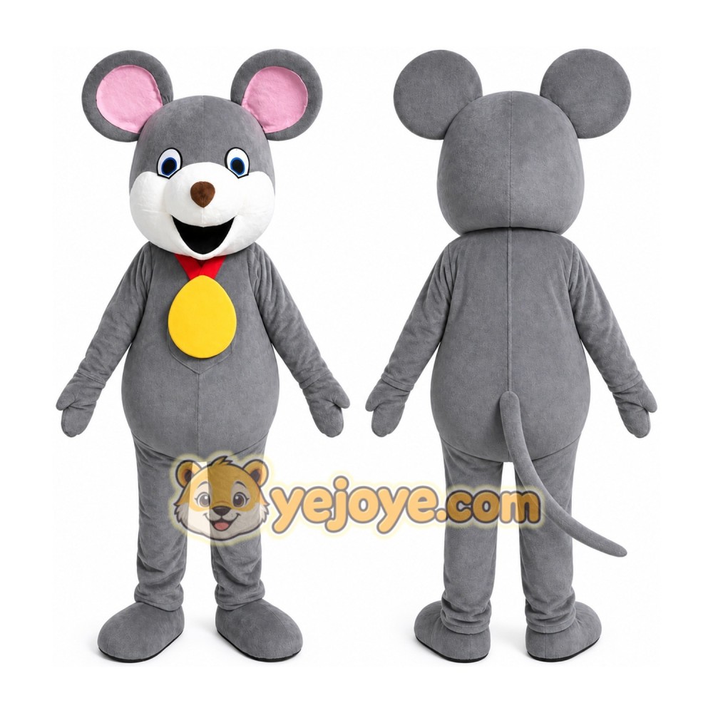 Gray Mouse Mascot Costume Gray Mouse Mascot Costume