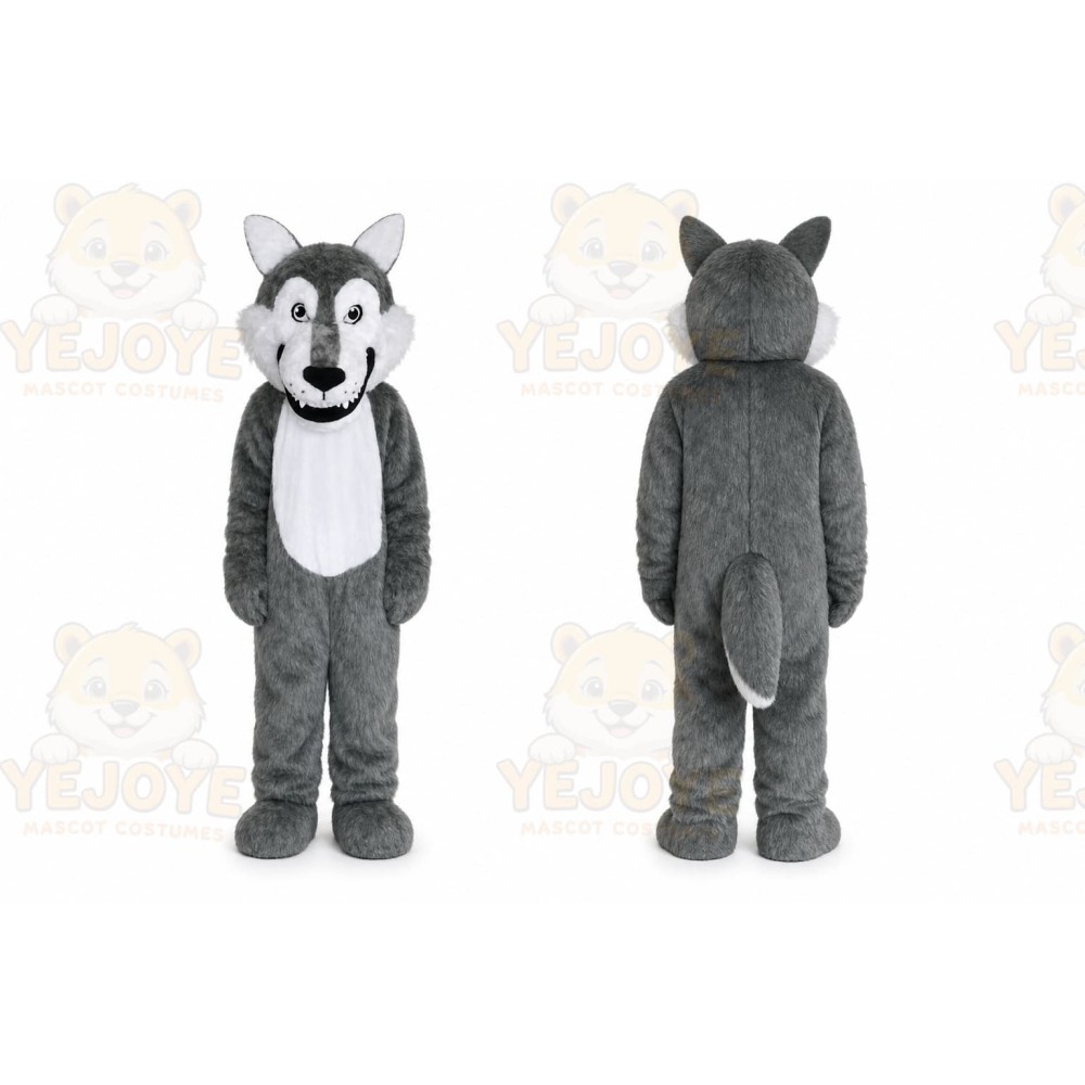 Gray Wolf Mascot Costume Cartoon