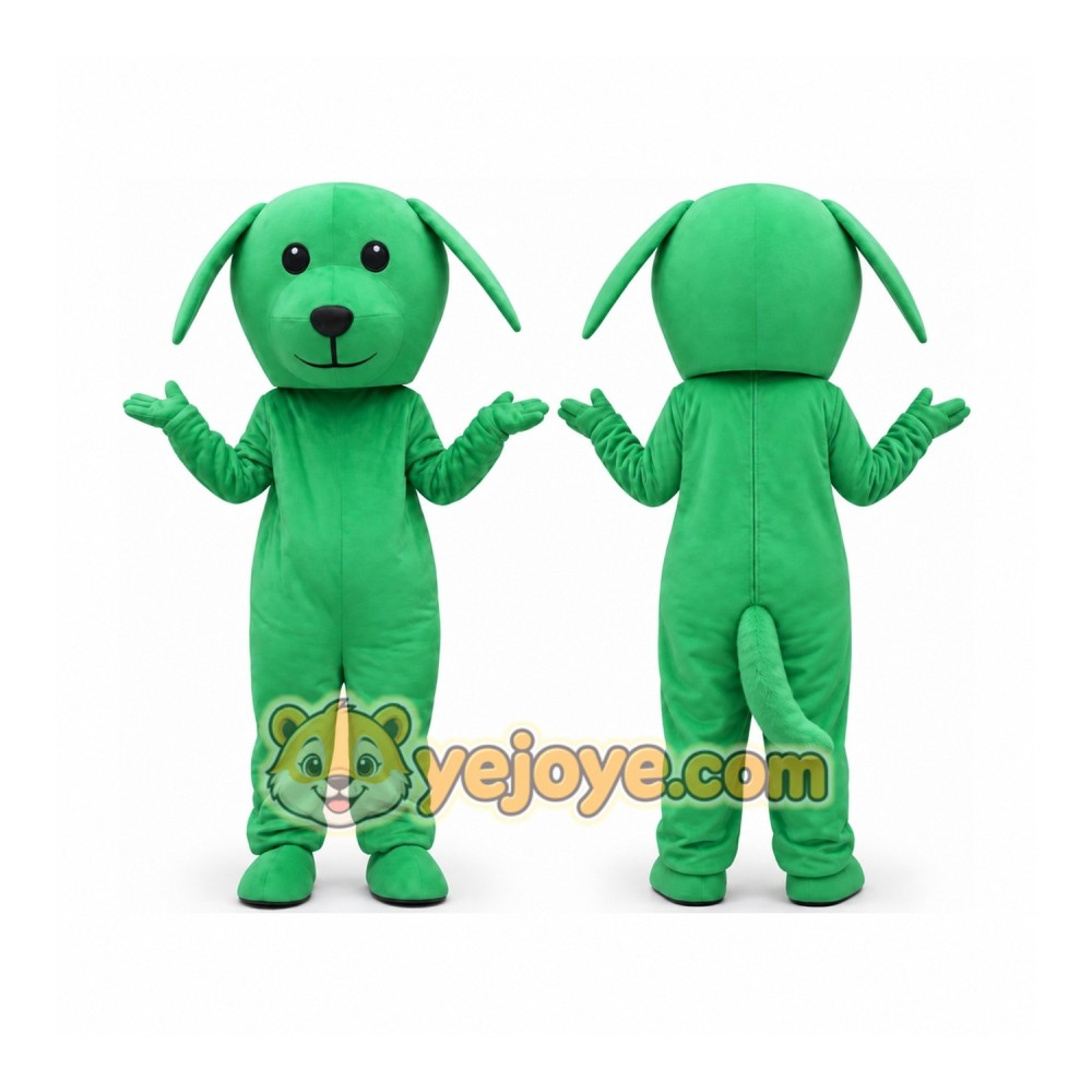 Green Dog Cartoon Mascot Costume Green Dog Cartoon Mascot Costume
