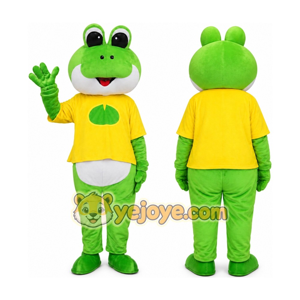Green Frog Adult Cartoon Mascot Costume Green Frog Adult Cartoon Mascot Costume