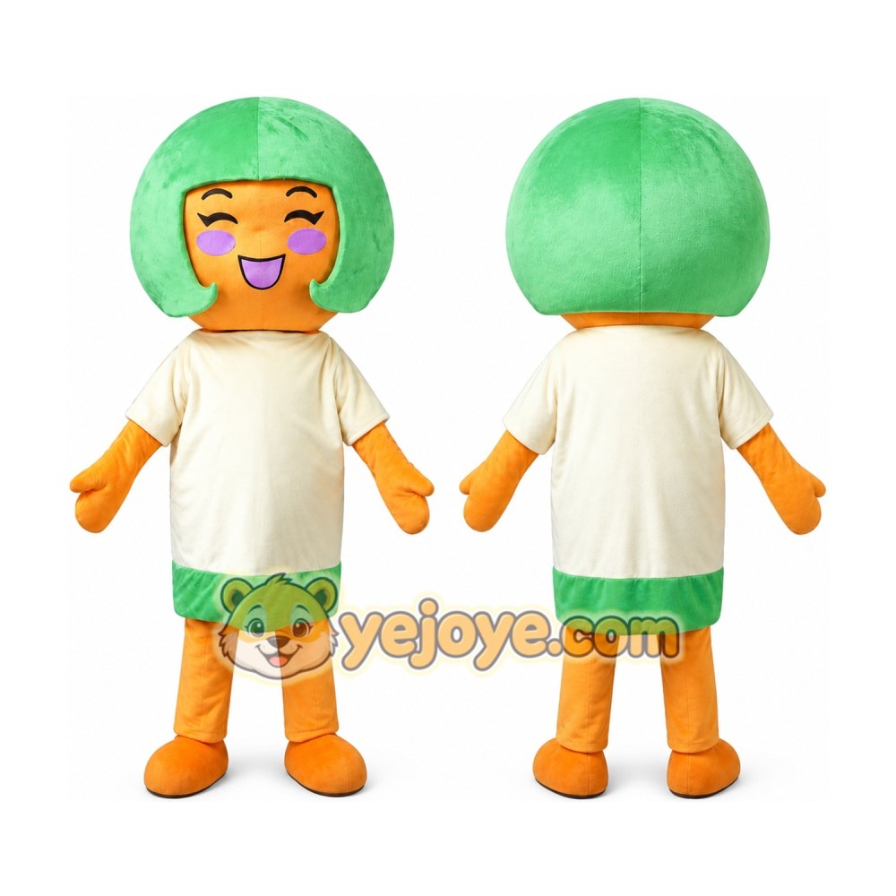 Green Hair Girl Mascot Costume Green Hair Girl Mascot Costume