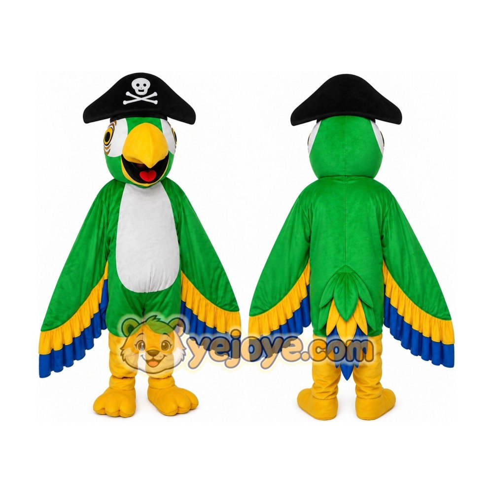 Green Parrot Cartoon Mascot Costume Green Parrot Cartoon Mascot Costume