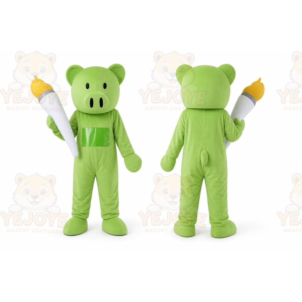 Green Pig Mascot Costume Adult Character Costume