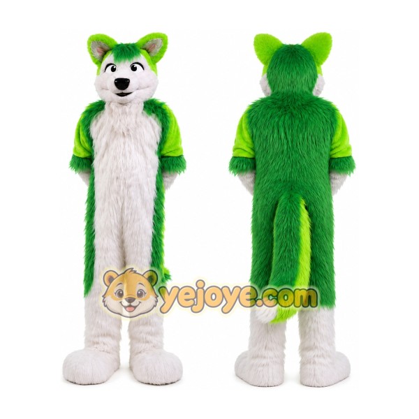 Green Wolf Husky Dog Mascot Costume