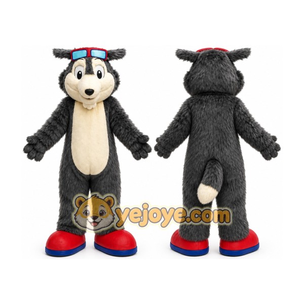 Grey Big Wolf Mascot Costume Plush Wolf