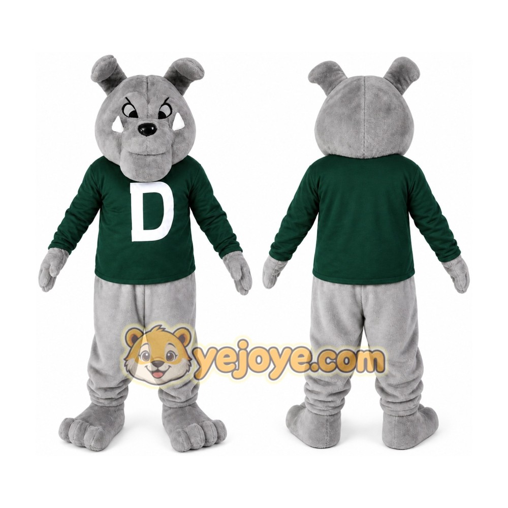 Grey Bulldog Mascot Costume