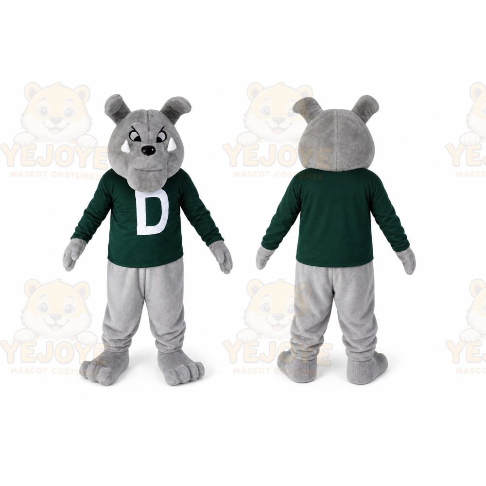 Grey Bulldog Mascot Costume