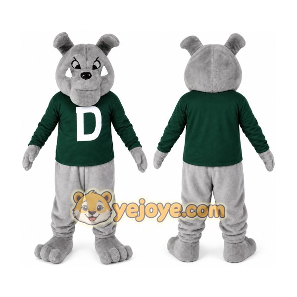 Grey Bulldog Mascot Costume