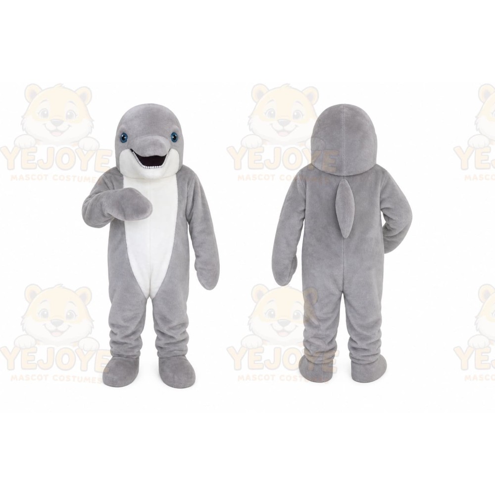 Grey Clever Dolphin Mascot Costume Adult Cartoon Character