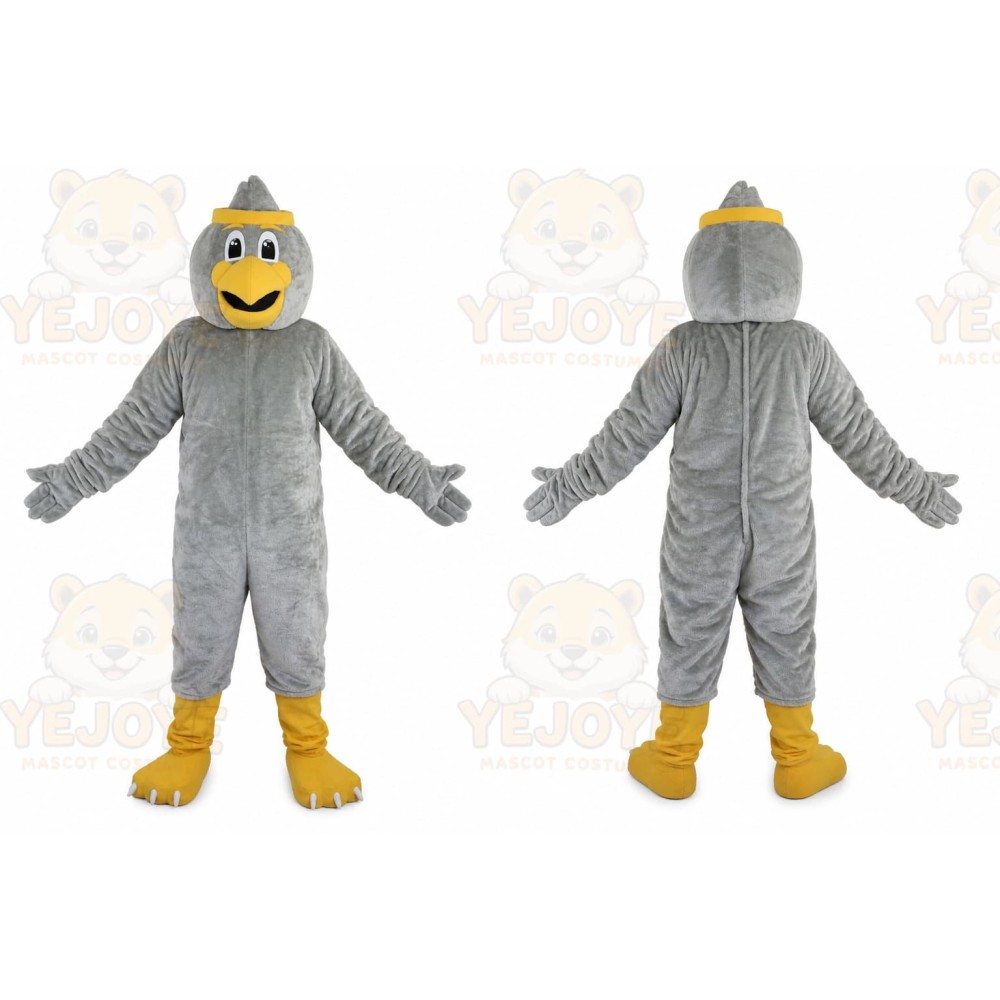 Grey Eagle Cartoon Mascot Costume