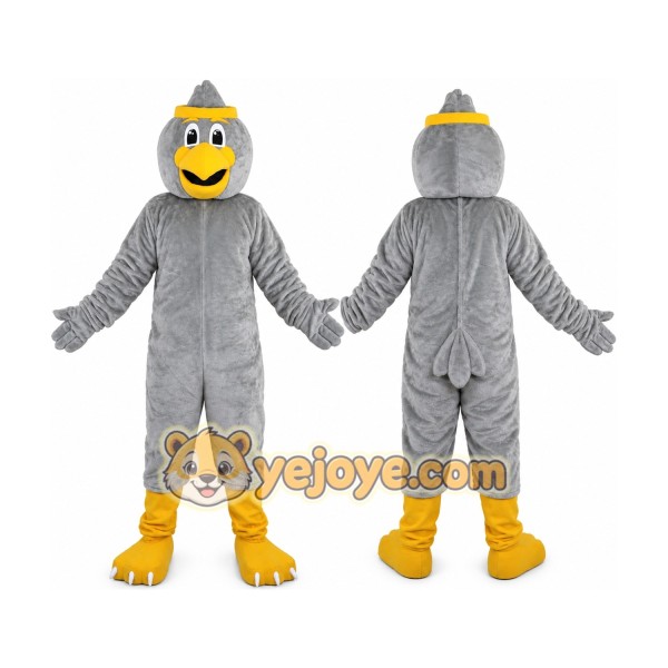 Grey Eagle Cartoon Mascot Costume