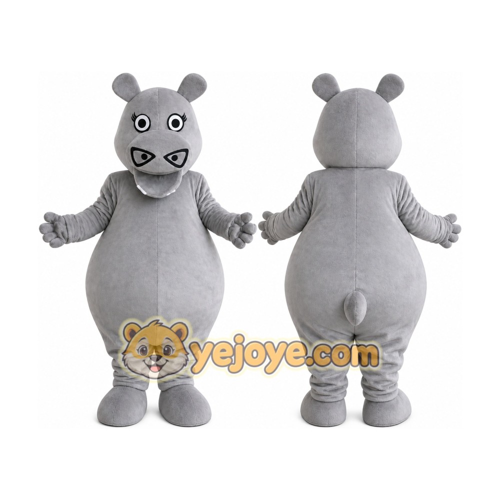 Grey Hippo Cartoon Outfit Carnival Mascot Costume Grey Hippo Cartoon Outfit Carnival Mascot Costume