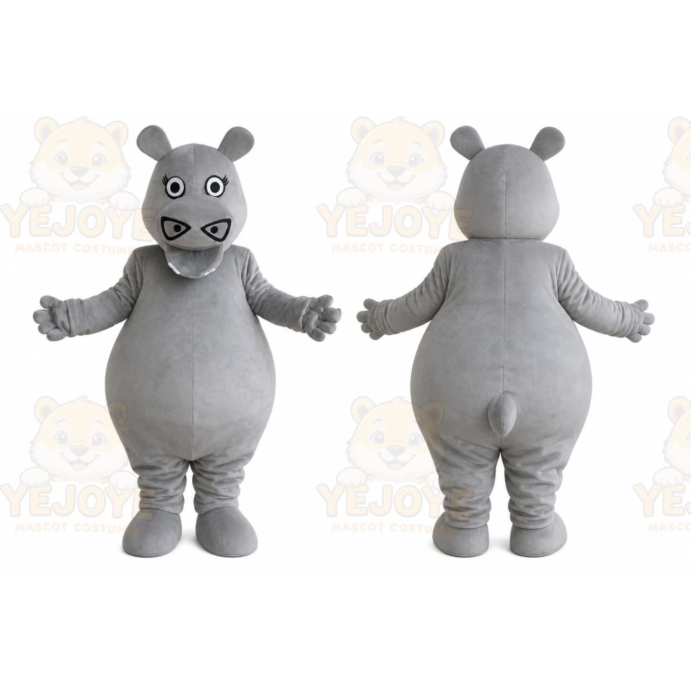 Grey Hippo Cartoon Outfit Carnival Mascot Costume