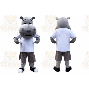 Grey Hippo Mascot Costume for Adult