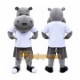 Grey Hippo Mascot Costume for Adult