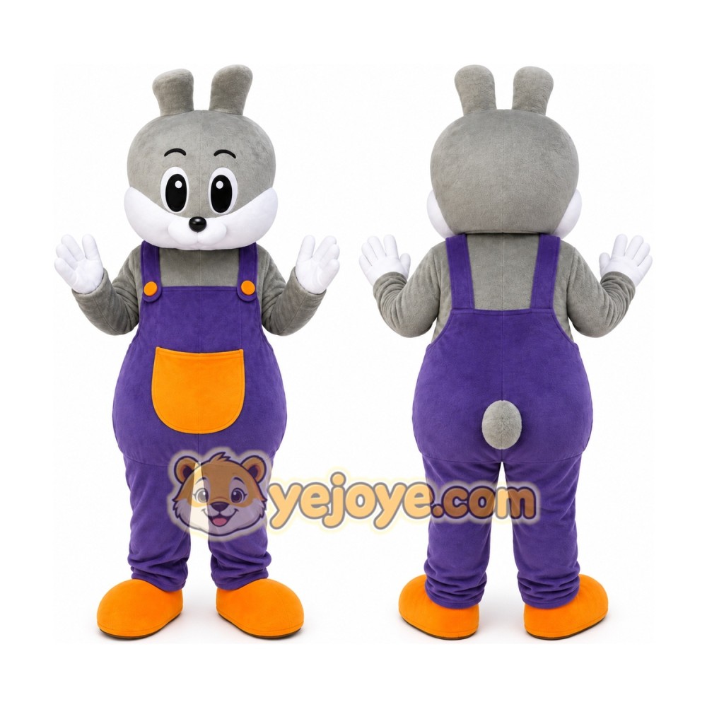 Grey Rabbit Bunny Fancy Cartoon Mascot Costume Grey Rabbit Bunny Fancy Cartoon Mascot Costume