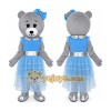 Grey Teddy Bear Mascot Costume with Blue Dress Grey Teddy Bear Mascot Costume with Blue Dress