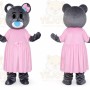 Grey Teddy Bear Mascot Costume with Pink Dress