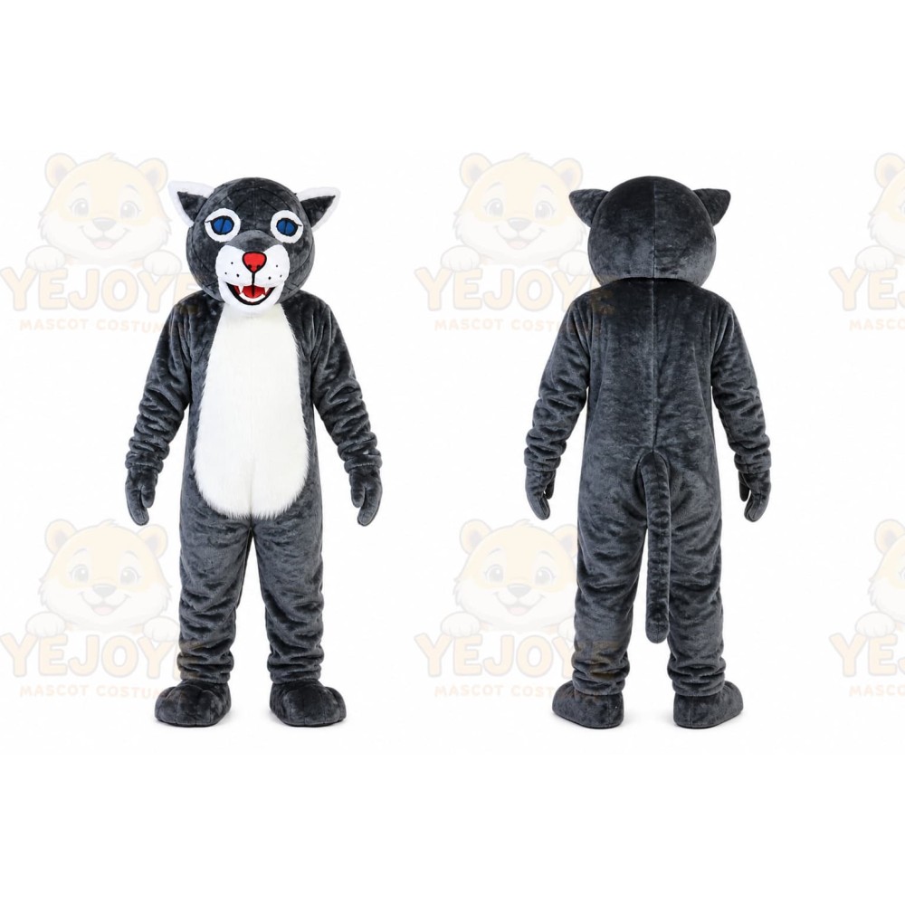 Grey Tiger Wildcat Cartoon Mascot Costume