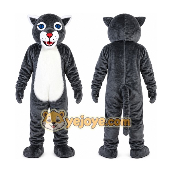 Grey Tiger Wildcat Cartoon Mascot Costume