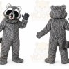 Halloween Long Fur Gray Raccon Mascot Costume