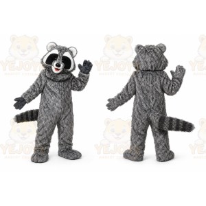 Halloween Long Fur Gray Raccon Mascot Costume