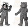 Halloween Long Fur Gray Raccon Mascot Costume